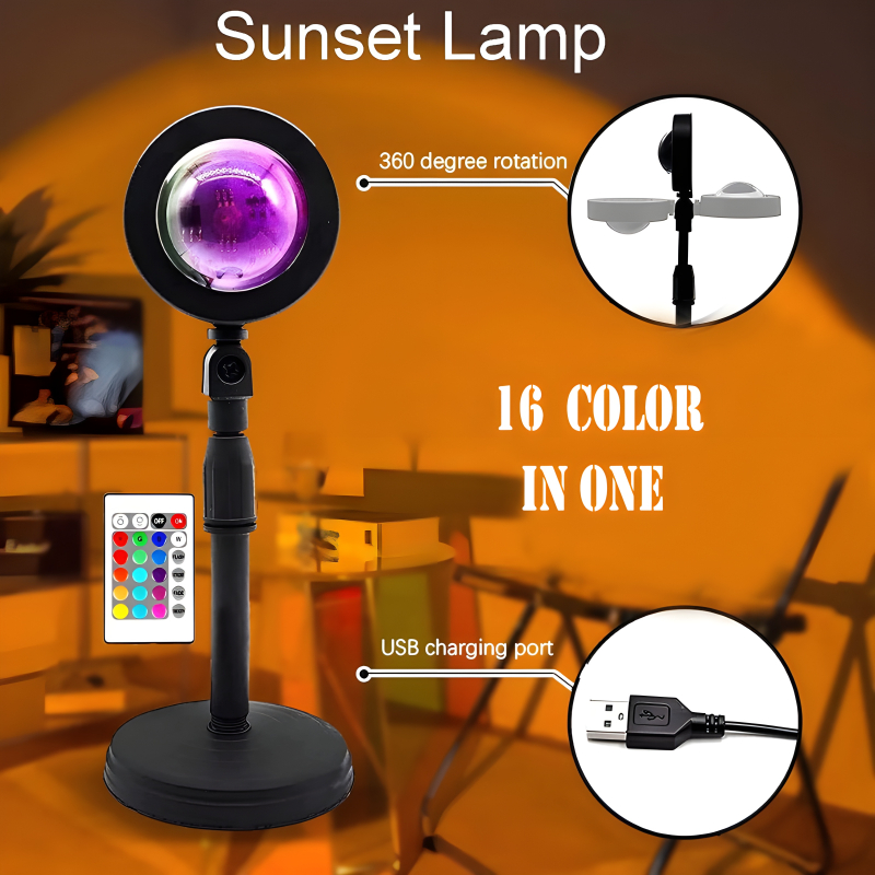 Sunset Light, Sunset Projection Lamp, 360 Degree Sunset Red