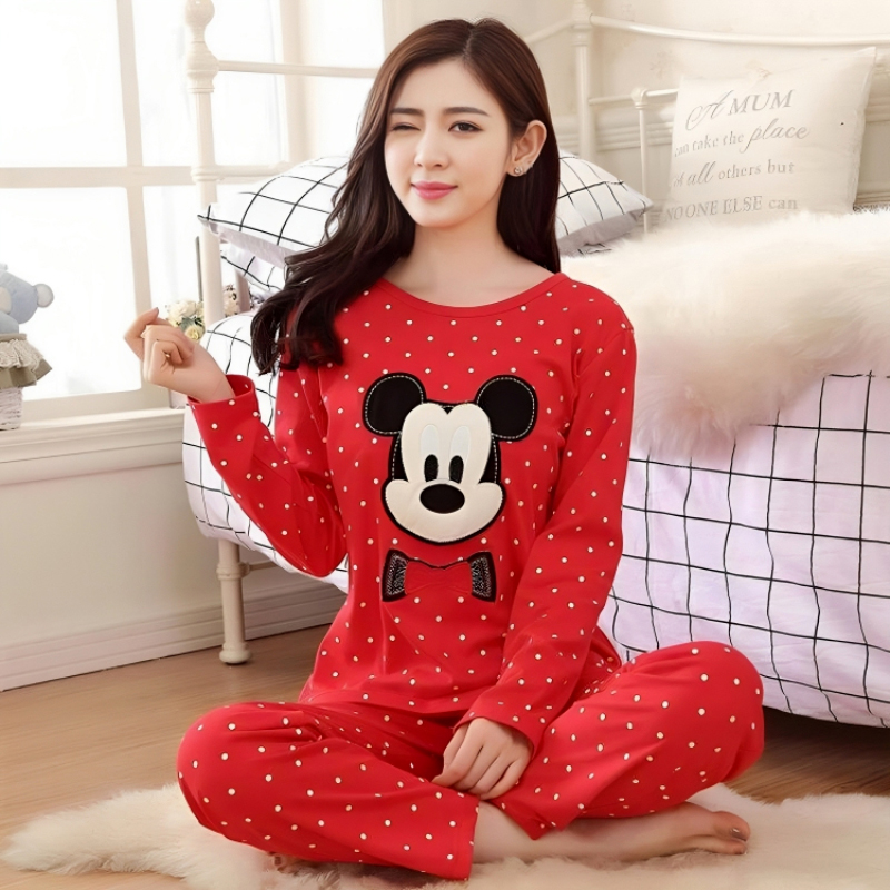 Mickey Mouse Printed Cotton Night Suit Set Casual Loungewear For