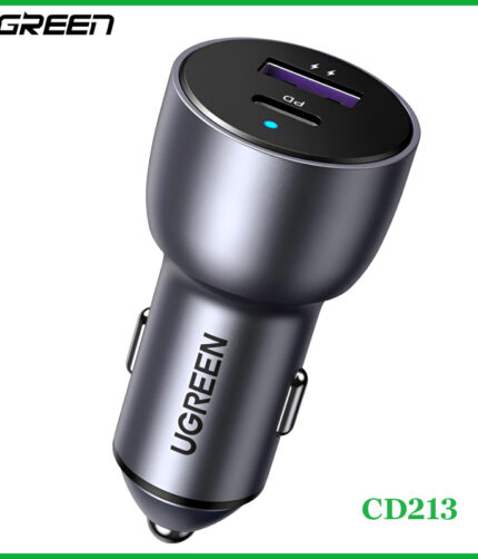 UGREEN CD213 52.5W Dual Port USB-C PD Fast Charging Car Charger with Thermal Guard and Safe Charging