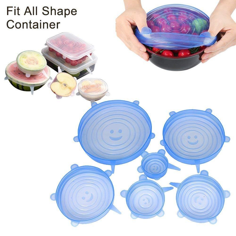 6 Pcs/Set Silicone Food Wrap Caps Cookware Lids Stretchable Fresh ...