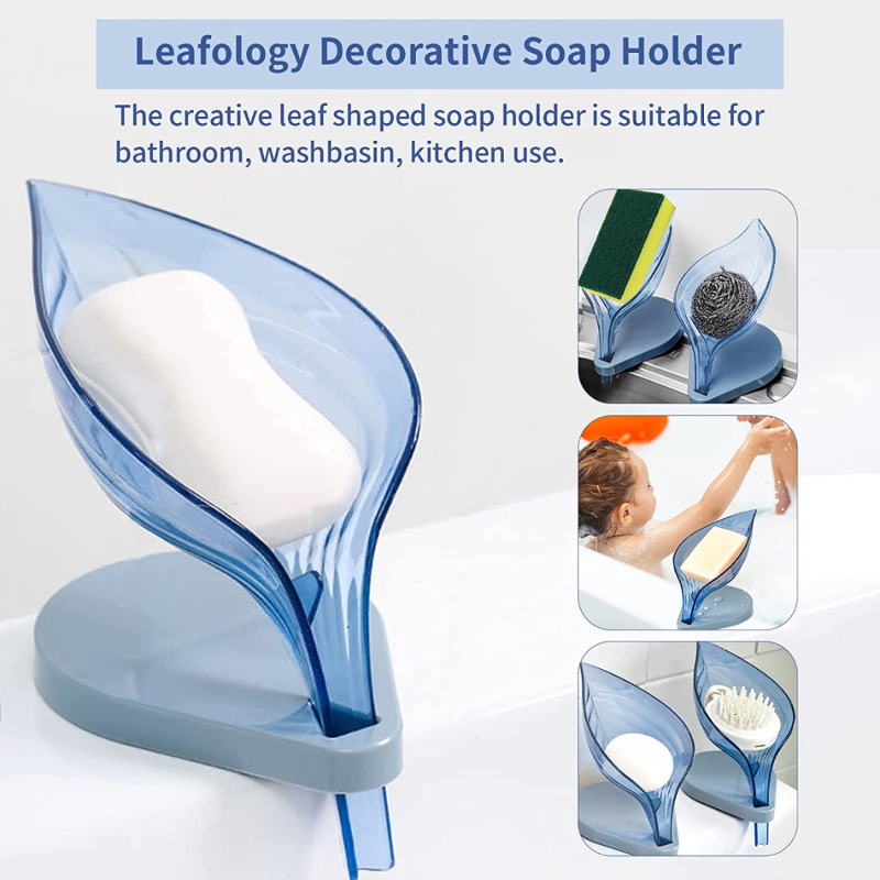 Leaf-Shaped Shower Soap Holder with Draining Tray Soap Dish for Shower B