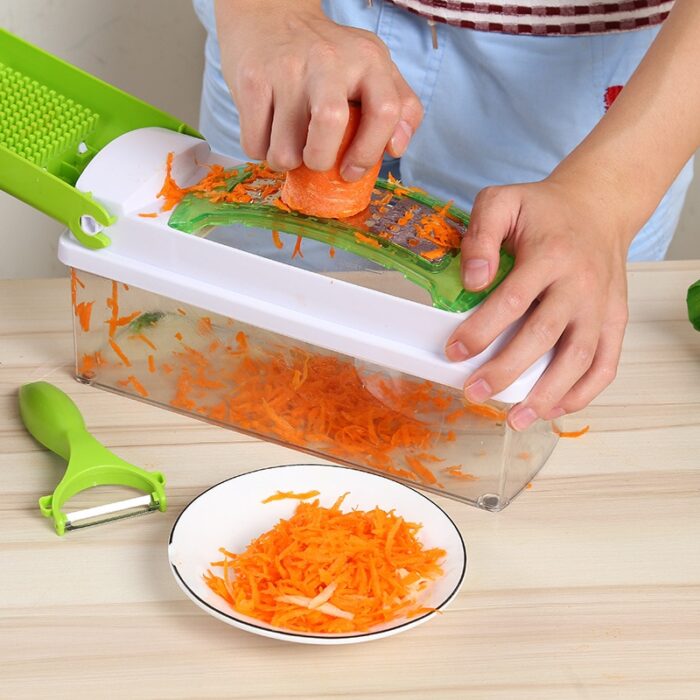 1pc, Vegetable Cutter, Removable For Cleaning Vegetable Slicer, Carrot  Grater, Garlic Grinder, Onion Chopper With Container, Fruit Slicer,  Vegetable Dicer Veggie Chopper With 6 Blades, Kitchen Tools, Kitchen Stuff