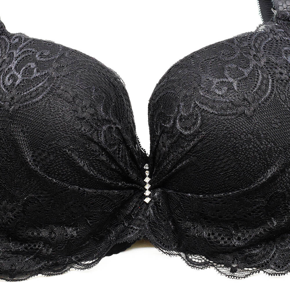 Buy Ladies Secret Big Size 3/4 Cup Lace Thin Padded Push Up Bra Deep V Bras  Underwear Large Cup B C D DD E F 34-44 Black Cup Size E Bands Size 38 at
